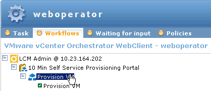 vCO Weboperator workflow execution
